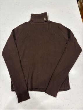 Lauren Ralph Lauren Brown Ribbed Turtleneck Sweater